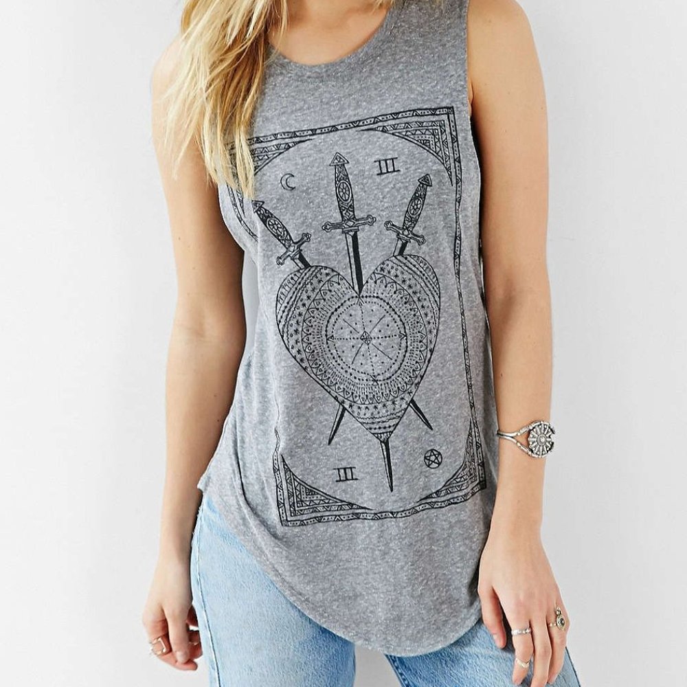 URBAN OUTFITTERS tarot card worn in tank grey